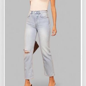 Reformation Cynthia High Rise Straight Leg Jeans Tahoe Destroyed-size 27-NWT